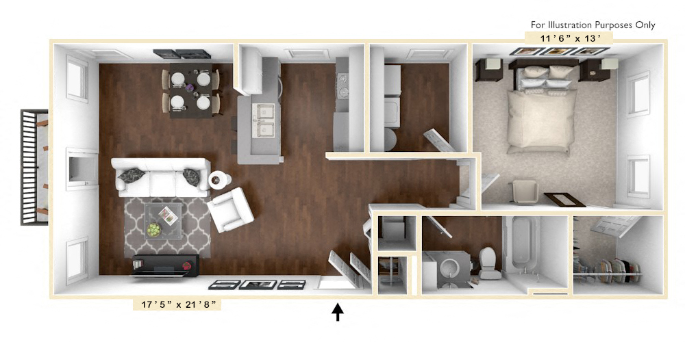 The Madison - 1 BR 1 BA Floor Plan at The Avenue at Polaris Apartments, Ohio
