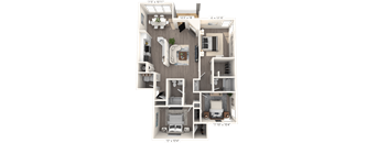 The Manor - 3 BR 2 BA Floor Plan at The Vinings Apartments, Richmond, VA, 23234