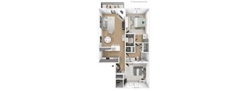 2 bedroom 1 bathroom Floor plan B at Latitudes Apartments, Indiana, 46237