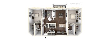 The Monterey - 2 BR 2 BA Floor Plan at Bella Vista Apartments, Fishers, Indiana