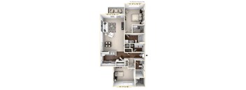 The Morgan - 2 BR 2 BA Floor Plan at Avellan Springs Apartments, Morrisville, NC, 27560