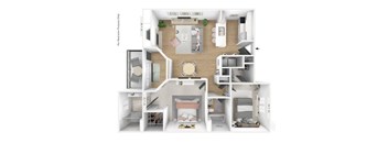 2 bedroom 2 bathroom Floor plan B at Latitudes Apartments, Indianapolis, IN