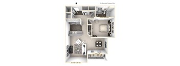 The Opus - 1 BR 1 BA Floor Plan at Bella Vista Apartments, Fishers, IN, 46038