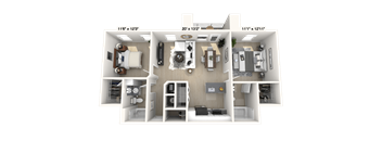 The Parliament - 2 BR 2 BA Floor Plan at Alexandria of Carmel Apartments, Indiana, 46032