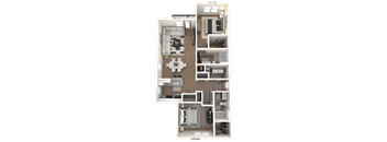a floor plan of a 3 bedroom apartment