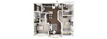 The Santa Cruz - 2 BR 2 BA Floor Plan at Bella Vista Apartments, Indiana