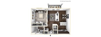The Saxum Studio - 1 BR Floor Plan at Bella Vista Apartments, Fishers, IN, 46038