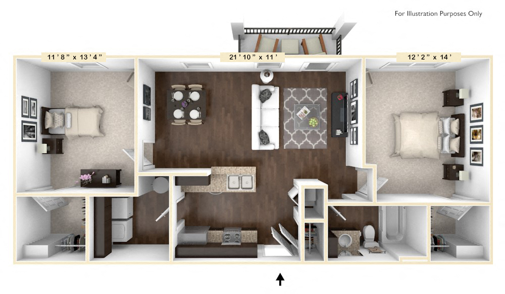 The Sonoma - 2 BR 1 BA Floor Plan at Bella Vista Apartments, Fishers, IN