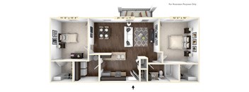 The Sonoma - 2 BR 1 BA Floor Plan at Bella Vista Apartments, Fishers