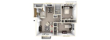 The Spruce - 2 BR 1 BA Floor Plan at Autumn Woods Apartments, Miamisburg, OH, 45342