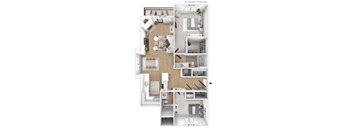 2 bedroom 2 bathroom Floor plan A at Latitudes Apartments, Indianapolis, IN, 46237