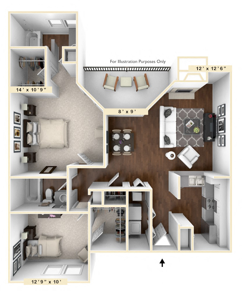 Triple Crown - 2 BR 2 BA Floor Plan at Trophy Club at Bellgrade, Midlothian