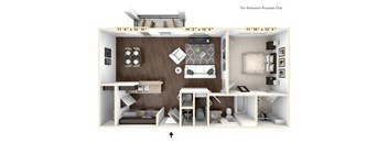 The Tuscany - 1 BR 1 BA Floor Plan at Bella Vista Apartments, Fishers, Indiana