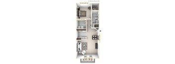 The Tyler - 1 BR 1 BA Floor Plan at Enclave Apartments, Midlothian, 23114