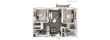 The Veneto - 2 BR 1 BA with Study Floor Plan at Bella Vista Apartments, Fishers, 46038