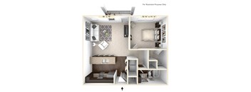 The Vienna - 1 BR 1 BA Floor Plan at Bella Vista Apartments, Fishers, IN