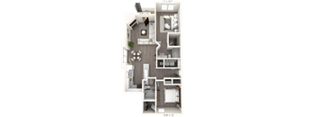 The Vintage - 2 BR 2 BA Floor Plan at The Vinings Apartments, Richmond, VA, 23234