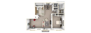 The Willow - 1 BR 1 BA with Den Floor Plan at Autumn Woods Apartments, Miamisburg