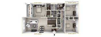 The Augusta - 3 BR 2 BA Floor Plan