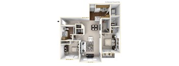 The Cambridge - 2 BR 2 BA Floor Plan at Brickshire Apartments, Merrillville, IN