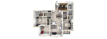 The Canterbury - 2 BR 2 BA Floor Plan at Brickshire Apartments, Merrillville, 46410