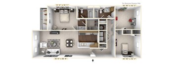 The Devonshire - 3 BR 2 BA Floor Plan at Brickshire Apartments, Indiana, 46410