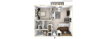 The Lancaster - 1 BR 1 BA Floor Plan at Brickshire Apartments, Indiana