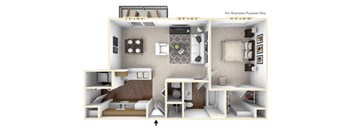The Salisbury - 1 BR 1 BA Floor Plan at Brickshire Apartments, Indiana