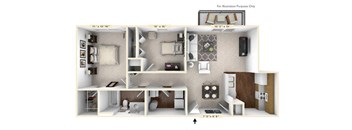The Somerset - 2 BR 1 BA Floor Plan at Brickshire Apartments, Merrillville, IN, 46410
