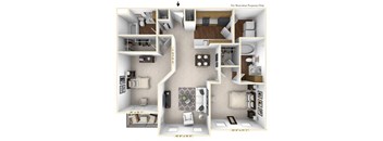 The Stirling - 2 BR 2 BA Floor Plan at Brickshire Apartments, Merrillville, Indiana
