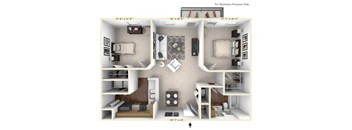 The Wakefield - 2 BR 1 BA Floor Plan at Brickshire Apartments, Indiana, 46410