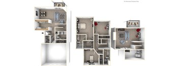 Three Bedroom Two and Half Bath - Two Story Floorplan at Foxwood and The Hermitage, Portage, Michigan