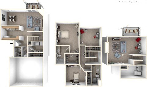 Three Bedroom Two and Half Bath - Two Story Floorplan at Foxwood and The Hermitage, Portage, Michigan