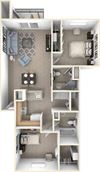 Traditional Two Bedroom Two Bathroom Floor Plan Traditional Two Bedroom Two Bathroom floor plan at Byron Lakes Apartments in Byron Center, MI 49315