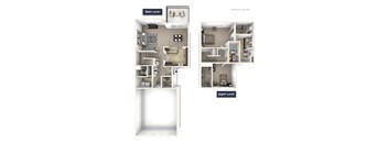 Trillium - No Basement Floor Plan 2 BR 2.5 BA at Killian Lakes Apartments and Townhomes, Columbia, South Carolina 29203