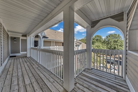 the view from the deck of a house with a white railing at Trophy Club at Bellgrade, Midlothian, VA, 23113