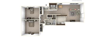 2-Bed/1-Bath, Tulip Floor Plan