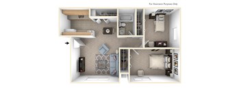 2 Bedroom Floor Plan at West Wind Apartments, Fort Wayne, 46808