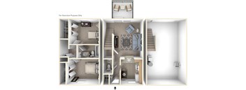 Two-Bedroom Townhome Floor Plan at Mount Royal Townhomes, Michigan