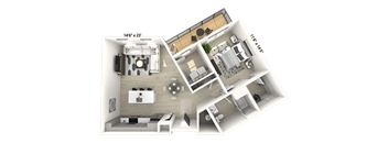 1 bed 1 bath floor plan at Luxe 360