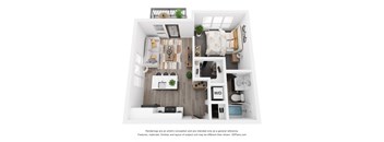 Pine Floor Plan at Uptown Square Apartments, Troy, MI