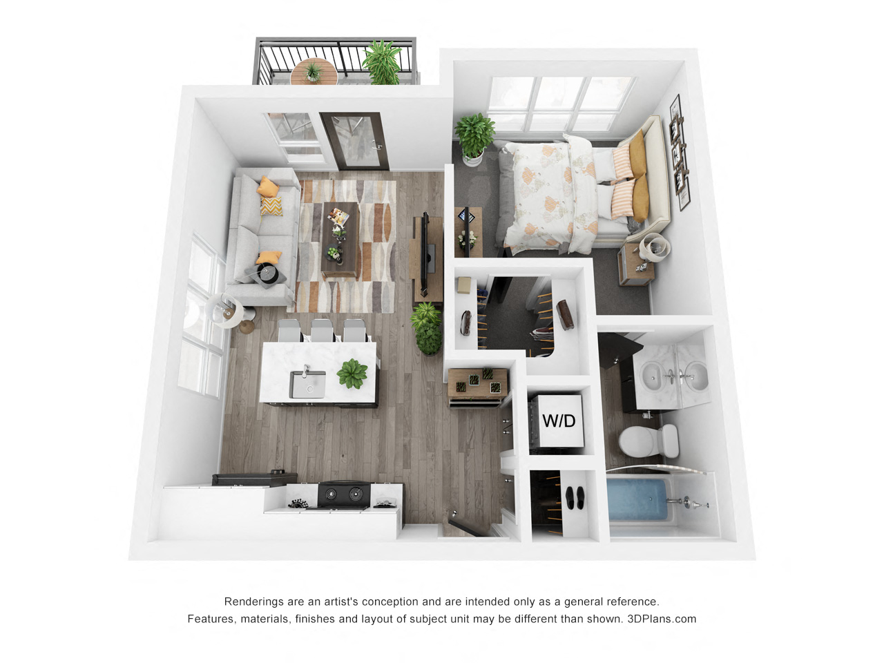 Pine Floor Plan at Uptown Square Apartments, Troy, MI