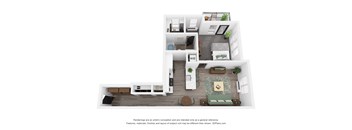 Aspen Floor Plan at Uptown Square Apartments, Troy, MI, 48083
