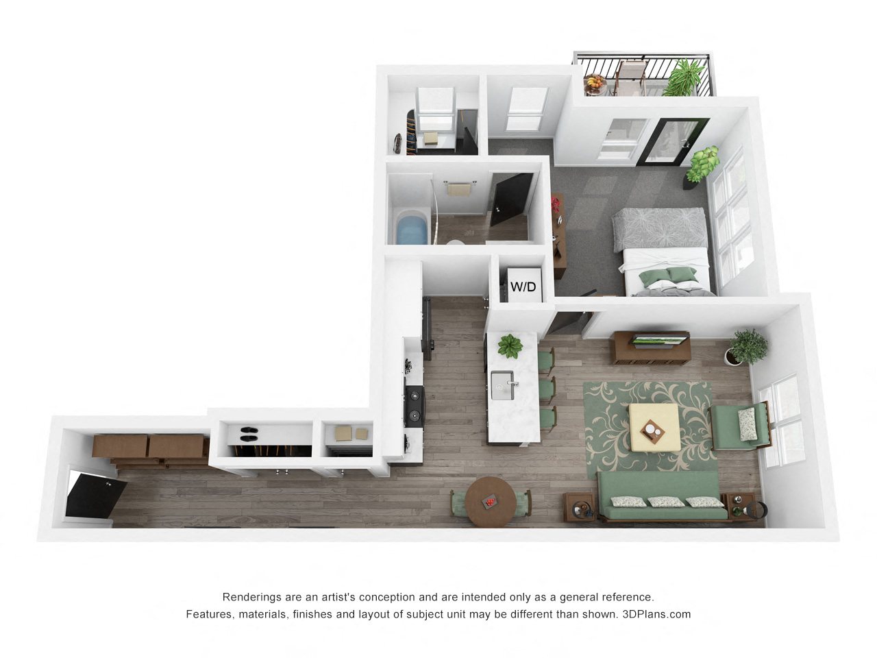 Aspen Floor Plan at Uptown Square Apartments, Troy, MI, 48083