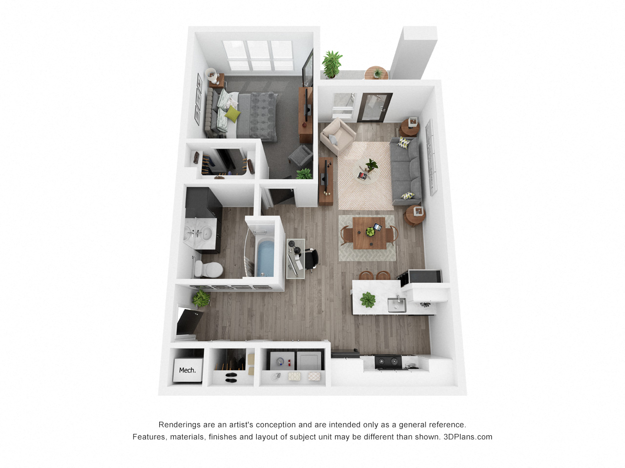 Blue Juniper (ADA) Floor Plan at Uptown Square Apartments, Troy, MI