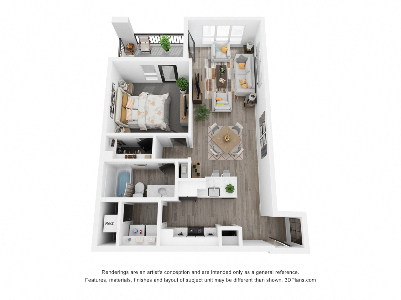 Juniper Floor Plan at Uptown Square Apartments, Troy, 48083
