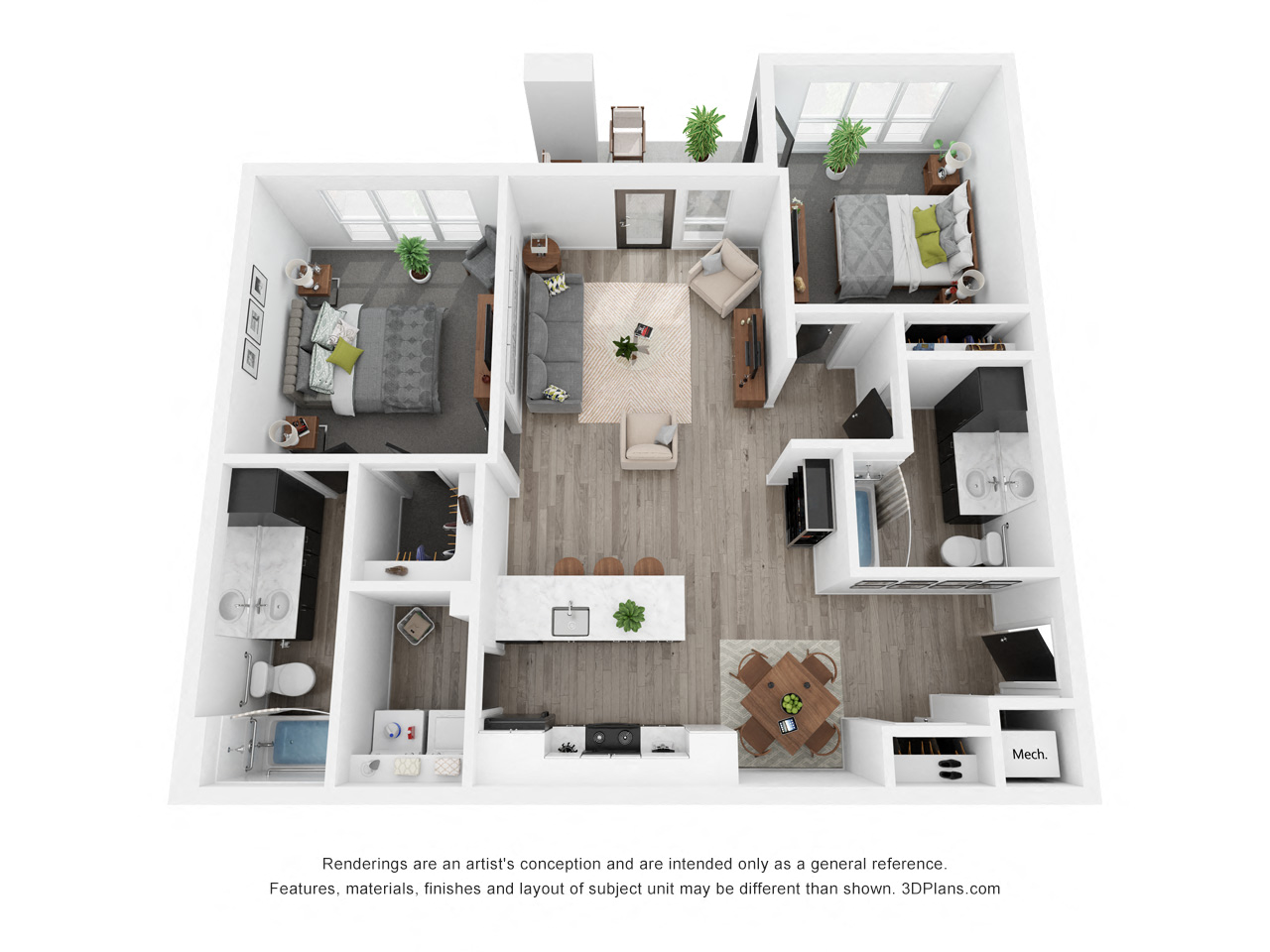 Blue Spruce (ADA) Floor Plan at Uptown Square Apartments, Troy
