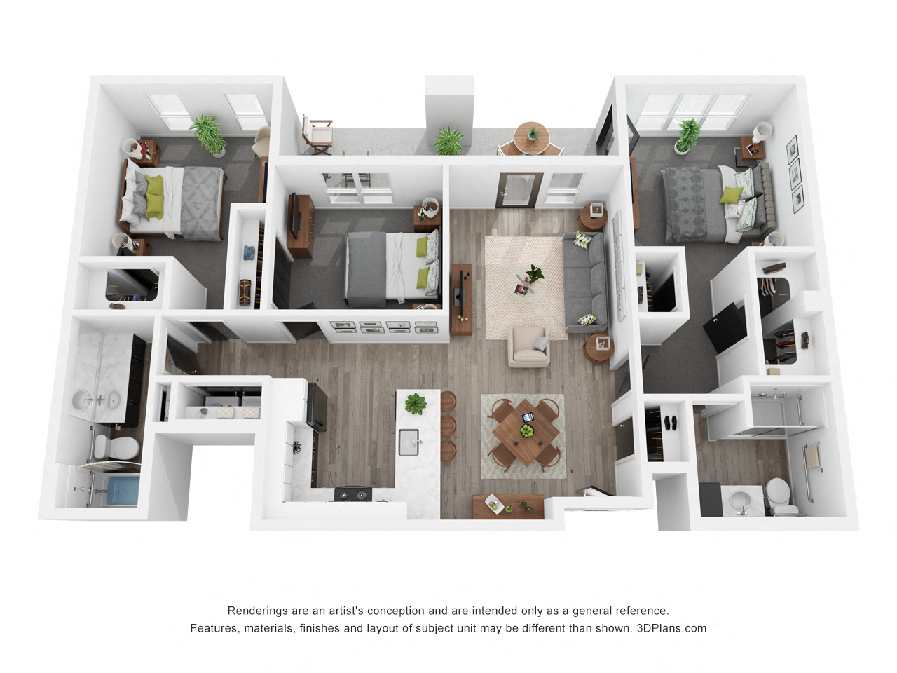 Blue Laurel (ADA) Floor Plan at Uptown Square Apartments, Troy, MI, 48083