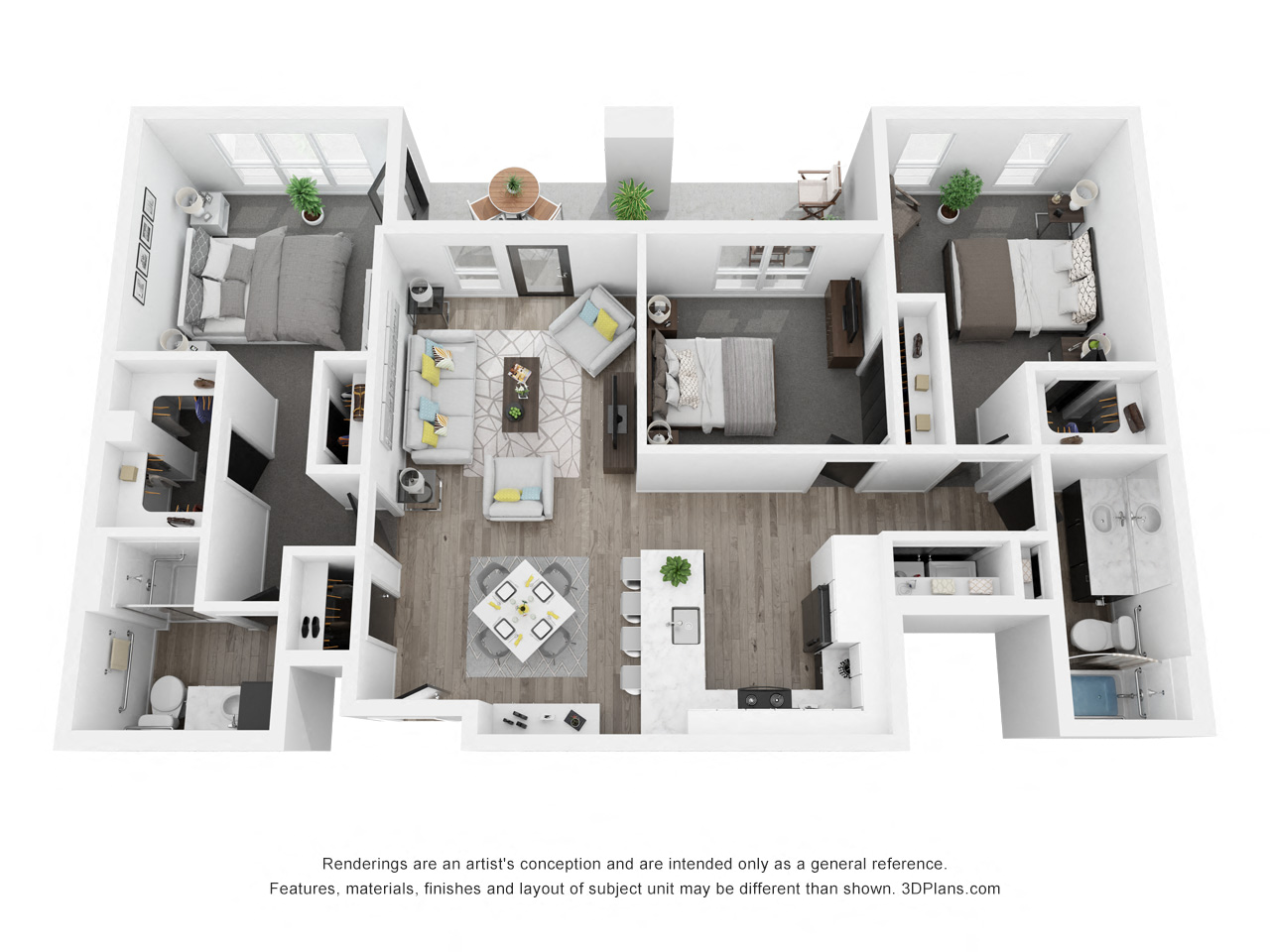 Laurel Floor Plan at Uptown Square Apartments, Troy, Michigan