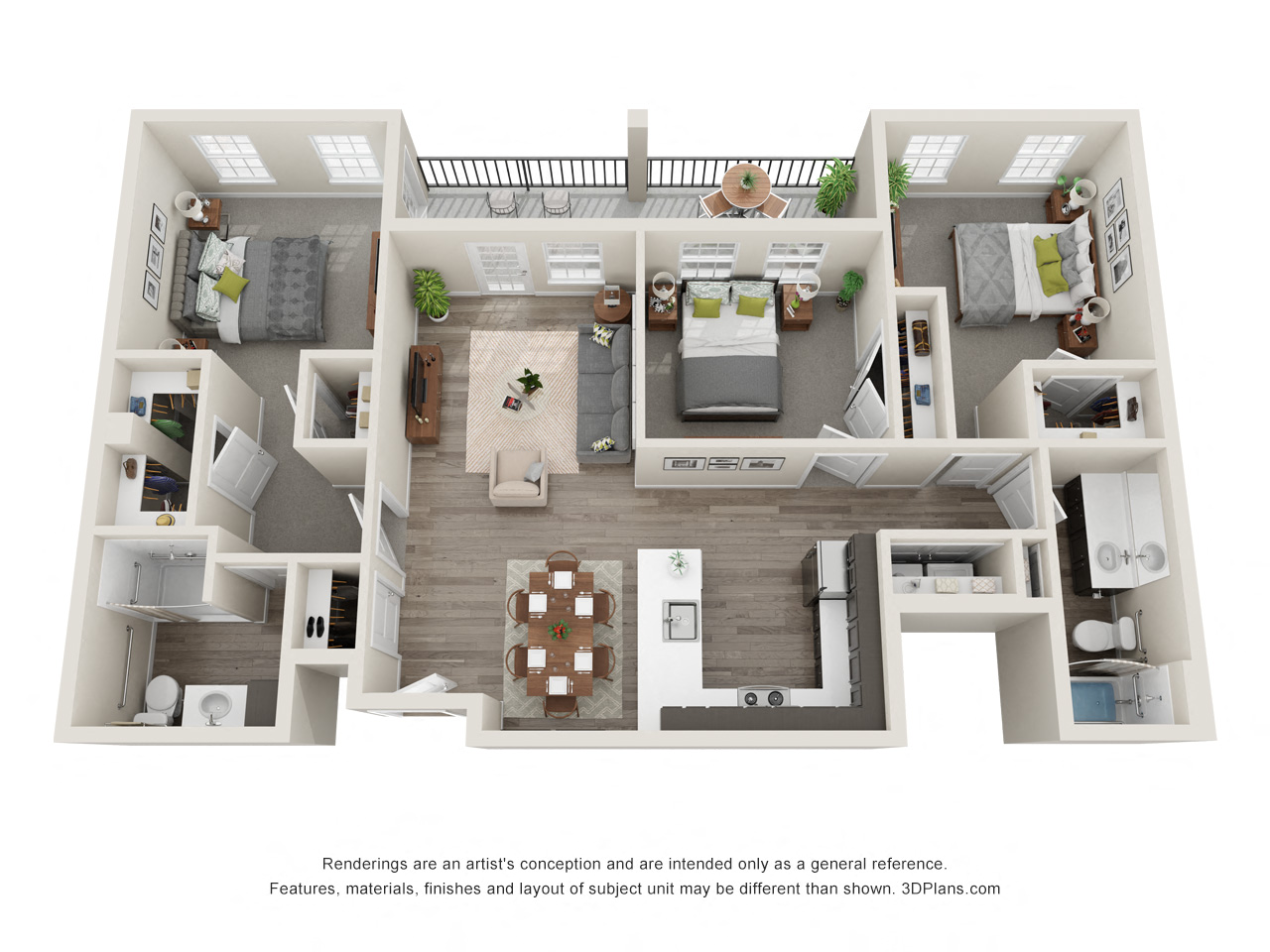 Laurel Floor Plan at Montgomery Place Apartments, Montgomery, Illinois